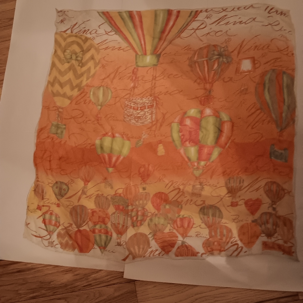 Nina Ricci silk scarf vintage hot air balloons